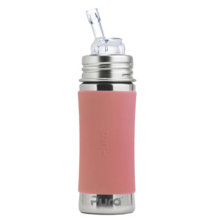 Pura - Sugrörsflaska i Rostfritt 325 ml, Rosa