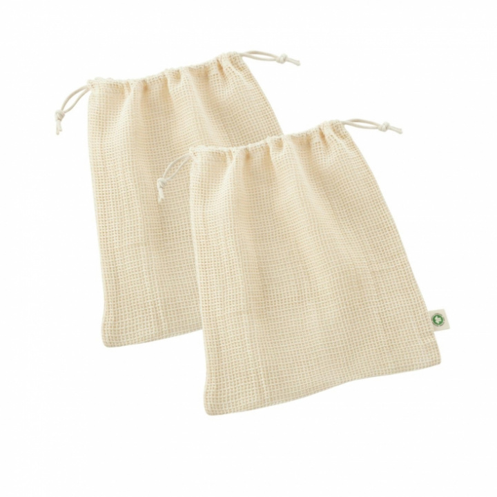 Living Crafts - Nätpåse i Oblekt Ekologisk Bomull 28 x 34 cm 2 st i gruppen Accessoarer / Nät- och tygpåsar hos Rekoshoppen.se (124572)