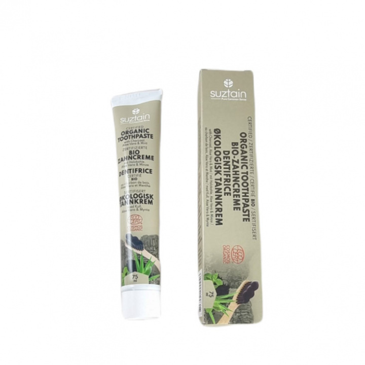Suztain - Ekologisk Tandkräm Kol, Aloe Vera & Mint, Flour