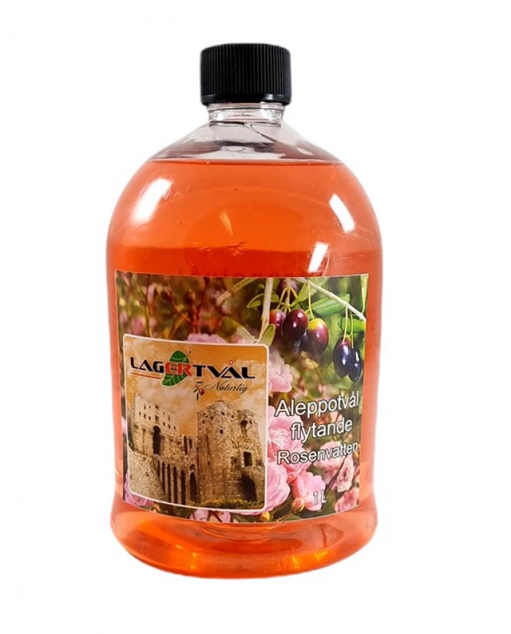 Lagertvål - Flytande Aleppotvål Handtvål Rosenvatten 1000 ml i gruppen Hygien / Tvål & Deo / Tvål flytande hos Rekoshoppen.se (1332366)