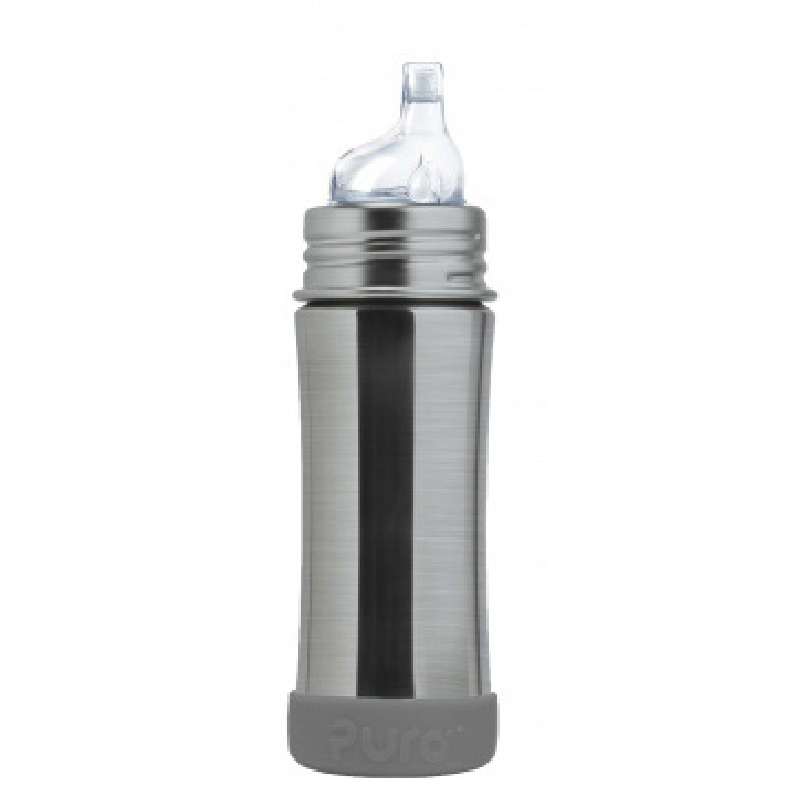 Pura - Pipflaska i Rostfritt 325 ml med Bumper, Silver i gruppen Hemmet / Till köket / Flaskor/Termos / Flaskor hos Rekoshoppen.se (1340264)