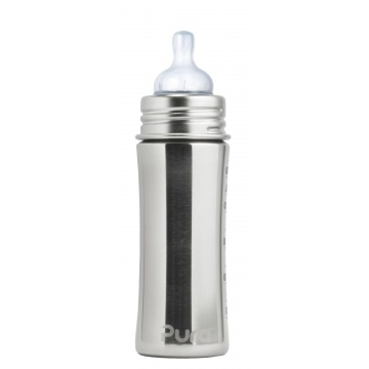 Pura - Nappflaska i Rostfritt 325 ml, Silver