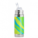 Pura - Isolerad Sugrörsflaska i Rostfritt med Silikonhölje 260 ml, Grön Swirl