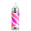 Pura -  Nappflaska i Rostfritt med Silikonhölje 325 ml, Rosa Swirl