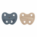 Hevea - Napp i Naturgummi 3-36 mån, 2-Pack, Sand & Ocean Blue