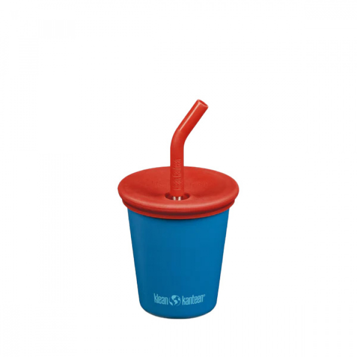 Klean Kanteen - Kid Cup med Sugrör & Silikonlock, Mykonos Blue