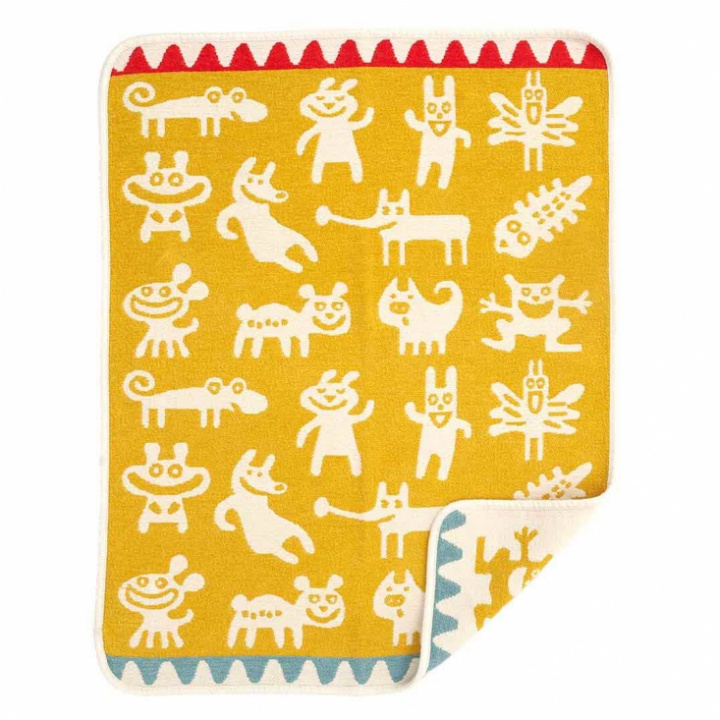Klippan Yllefabrik - Filt Monsters Gul, Ekologisk Bomullschenille 70 x 90 cm