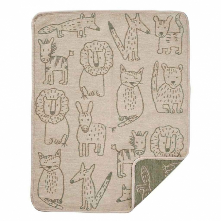 Klippan Yllefabrik - Filt Buddies Khaki, Ekologisk Bomullschenille 70 x 90 cm