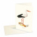 Design Collection - Dubbelvikt Kort med Kuvert, Vit Stork