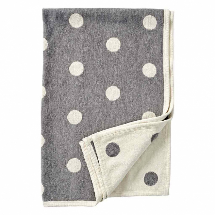Klippan Yllefabrik - Filt Dots Grey, Ekologisk Bomullschenille 90 x 140 cm