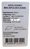 Powerfruits - Ekologiskt Maca Pulver, Raw, 250g