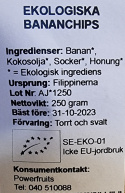 Powerfruits - Ekologiska Bananchips, 250g 