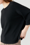 Movesgood - Bamboo Cashmere Thin Knitted T-Shirt Svart