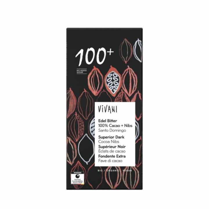 Mörk choklad 100 procent med kakaonibs 80 g