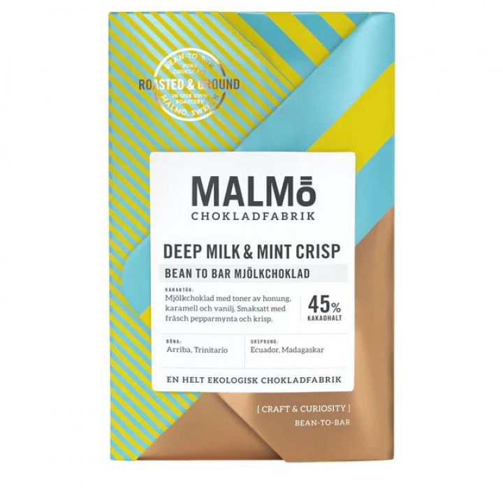 Malmö Chokladfabrik - Craft Eko Deep Milk & Mint Crisp 45%