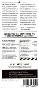 Malmö Chokladfabrik - Tegelserien Ekologisk Choklad Dominikanska Republ 70%