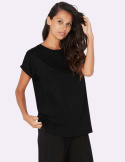 Boody - Rundhalsad Loose Fit T-shirt i Bambu Dam Svart