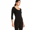 Boody - Rundhalsad Top 3/4-ärm i Bambu Dam Svart