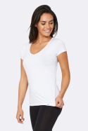Boody - V-ringad T-shirt i Bambu Dam, Vit