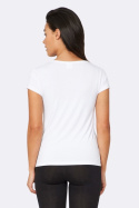 Boody - V-ringad T-shirt i Bambu Dam, Vit