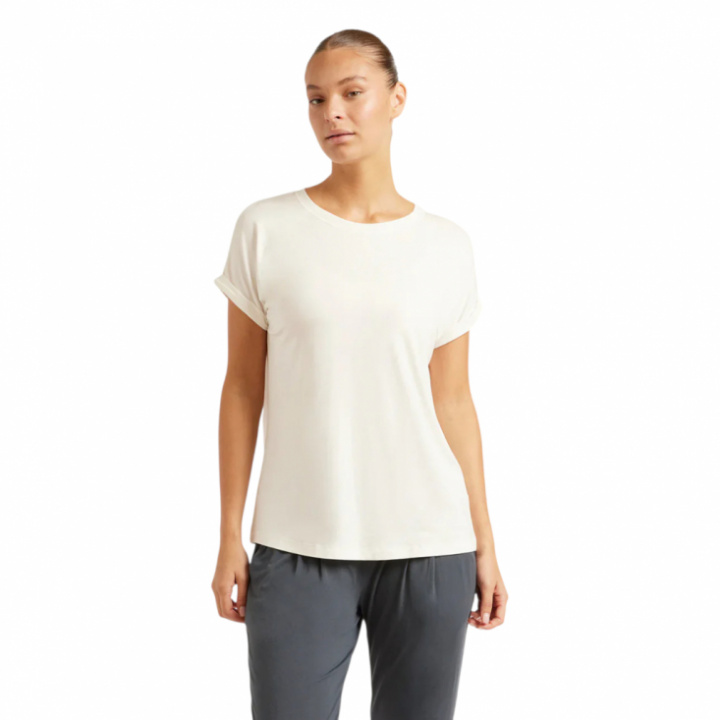 Boody - Rundhalsad Loose Fit T-shirt i Bambu Dam Vit