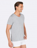 Boody - V-ringad T-shirt i Bambu Herr Ljust Gråmelerad