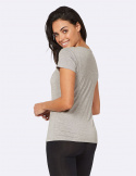 Boody - Rundhalsad T-shirt i Bambu Dam, Gråmelerad
