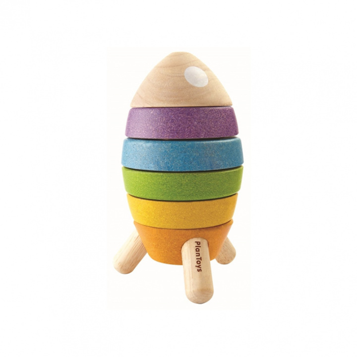 PlanToys - Stapelleksak Stacking Rocket med Astronaut i gruppen Barn / Leksaker / Trä hos Rekoshoppen.se (716948)
