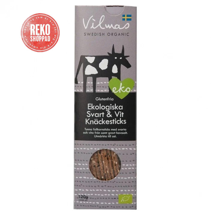 Rekofynda - Vilmas Svart & Vit Knäckesticks EKO 120 gr i gruppen Äta & Dricka / Skafferi hos Rekoshoppen.se (8175555)