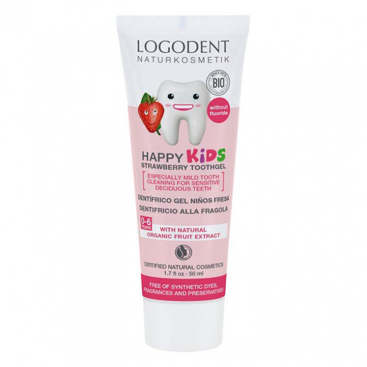 Logona - Happy Kids Fluorfri Tandgel, Jordgubb