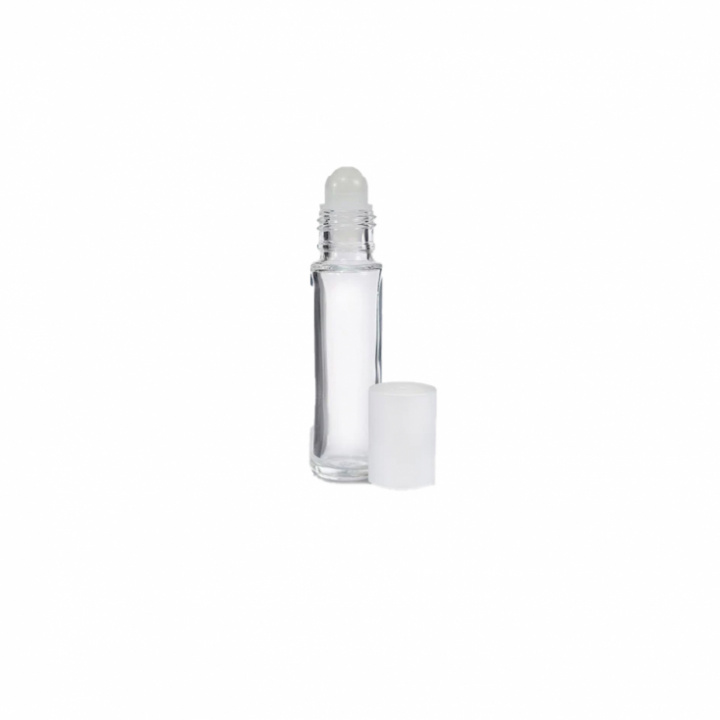 Vit Roll-on liten glasflaska 10 ml, Plastkula