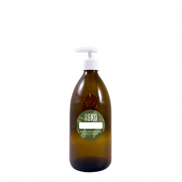 Reko - Pumpflaska i Brunt Glas 500 ml, Vit Pump